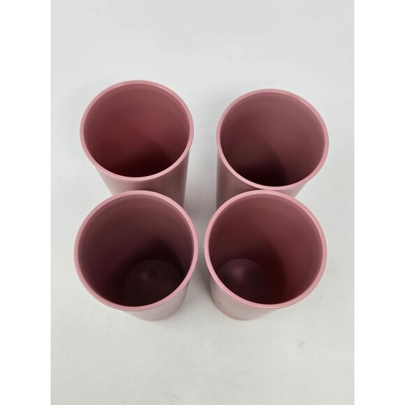 VINTAGE TUPPERWARE SET OF 4 TALL TUMBLERS DUSTY ROSE PINK 12 OZ DRINKWARE 1990S - Picture 3 of 12